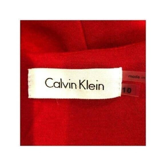 Calvin Klein Sleeveless Red Knit Side Peplum Dress - Picture 9 of 10